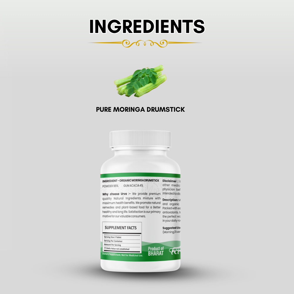 3 Organic Moringa Tablets for Helps Digestion, Weight Management, Immunity & Bone Health – 180 Natural Herbal Tablets - Image 3